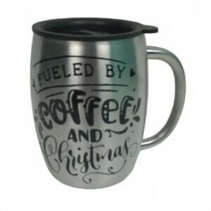 Fueled by Coffee and Christmas Stainless Double Wall Coffee Mug 14 oz New